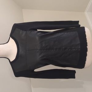 Mixed Media Faux Leather Sweater; Size XS